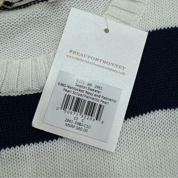 The Beaufort Bonnet Company Seaton Sweater Nantucket Navy / Palmetto Pearl Sz 10 - Picture 7 of 8